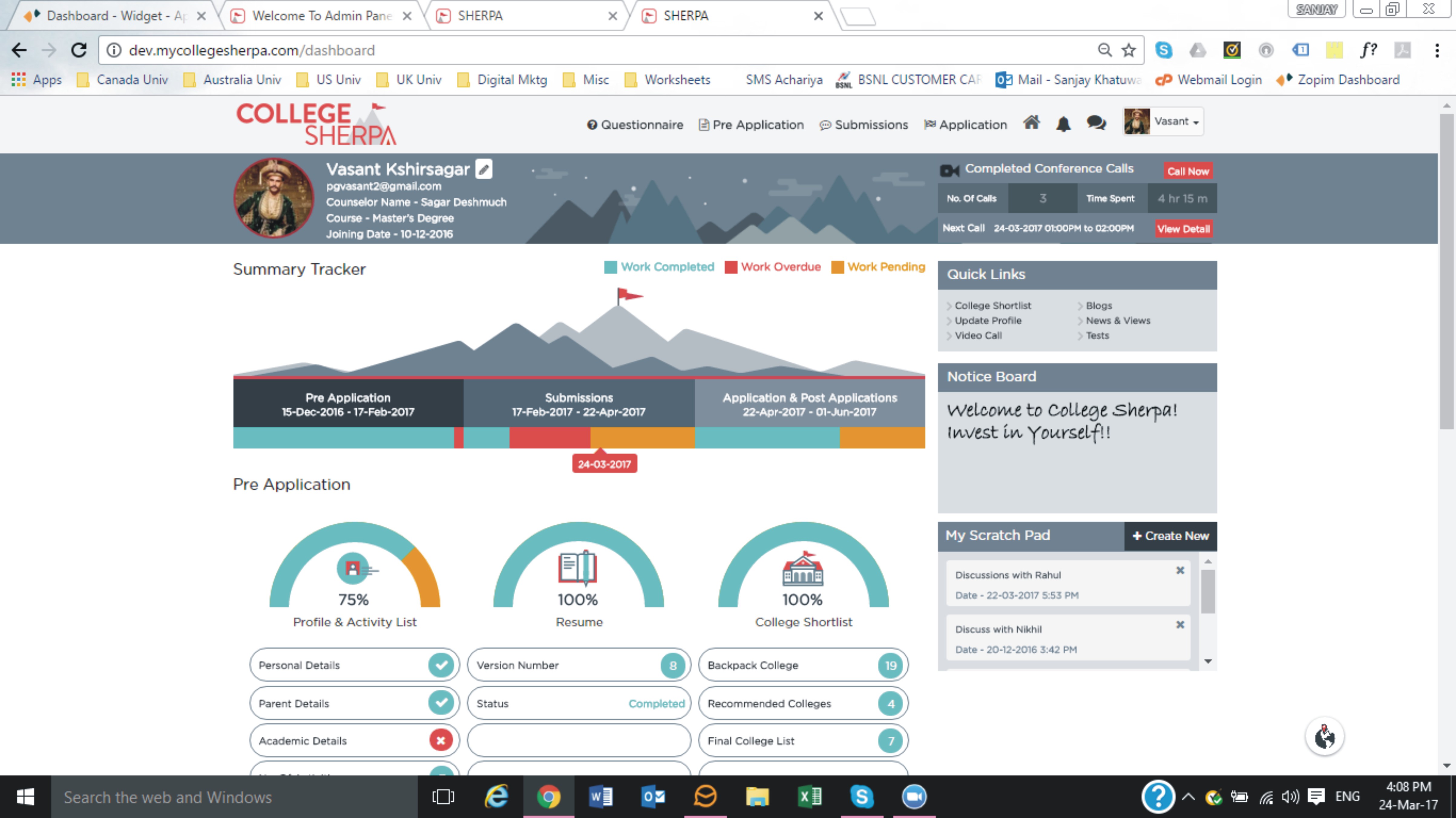 Admission Process
Tracker